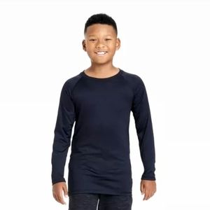 All In Motion Boys Performance Tshirt SM 6-7 Fitted Long Sleeves Crewneck Black.